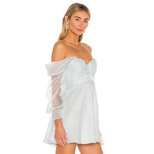 House of Harlow 1960 x Revolve Baby Blue Off-The-Shoulder Mini Dress